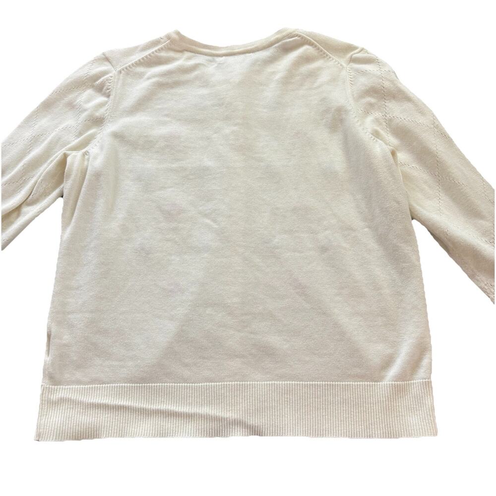 Charter Club Women’s Embroidered Floral White Cardigan Size M Preppy Grandmacore - Picture 4 of 13